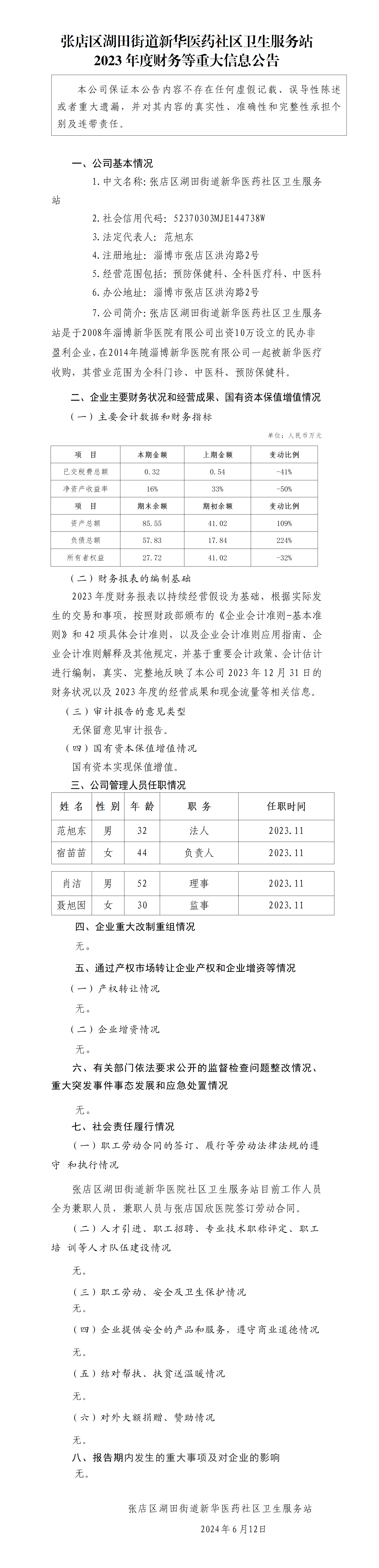 15.张店区湖田街道pg电子游戏app医药社区卫生服务站2023年度财务等重大信息公告_01.png