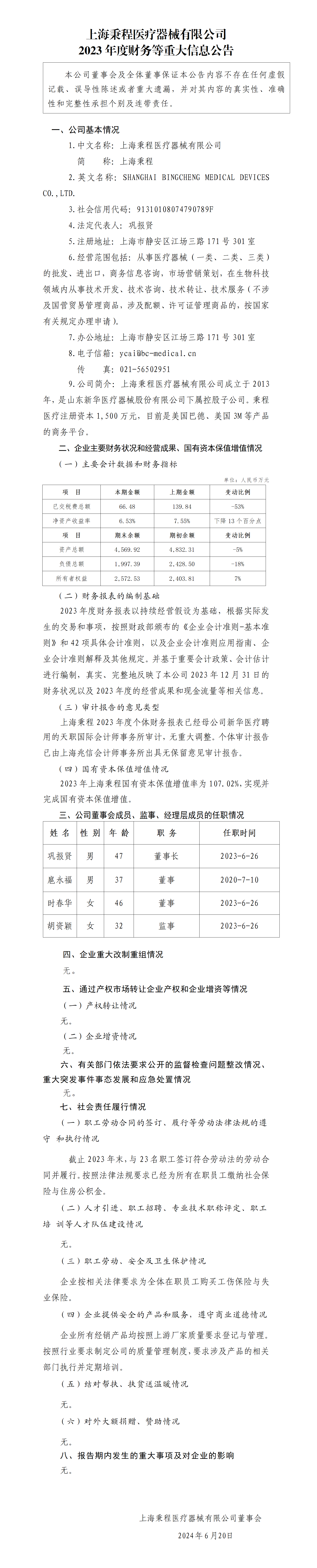 44.上海秉程pg电子游戏app器械有限公司2023年度财务等重大信息公告_01.png